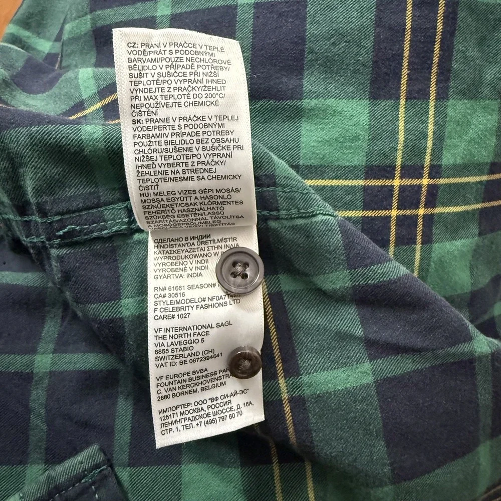 The‎ North Face Mens Plaid Flannel Shirt Green Blue Long Sleeve Button Up XL